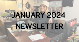 Office professional presenting information for january 2024 newsletter.